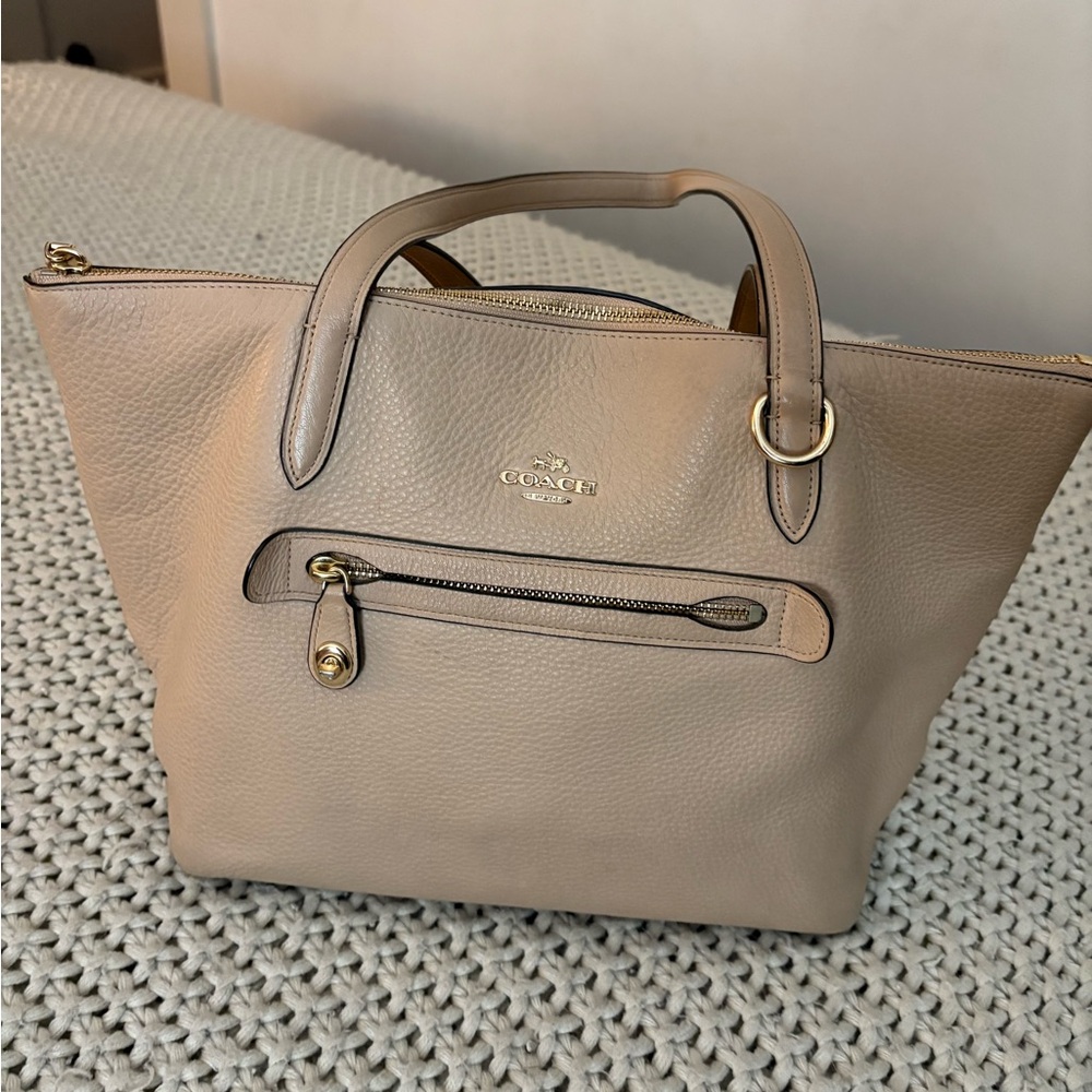 Coach Beige Leather Tote Bag